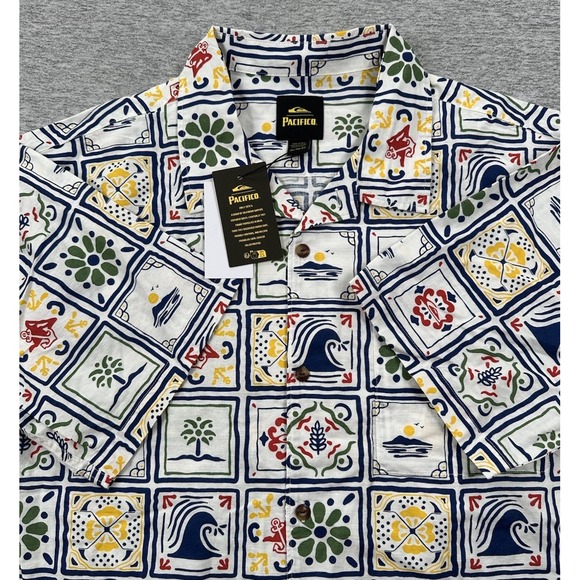 Quiksilver Pacifico Hawaiian Shirt Mens XL Button Up Cerveza Beer Party NEW - Picture 1 of 9
